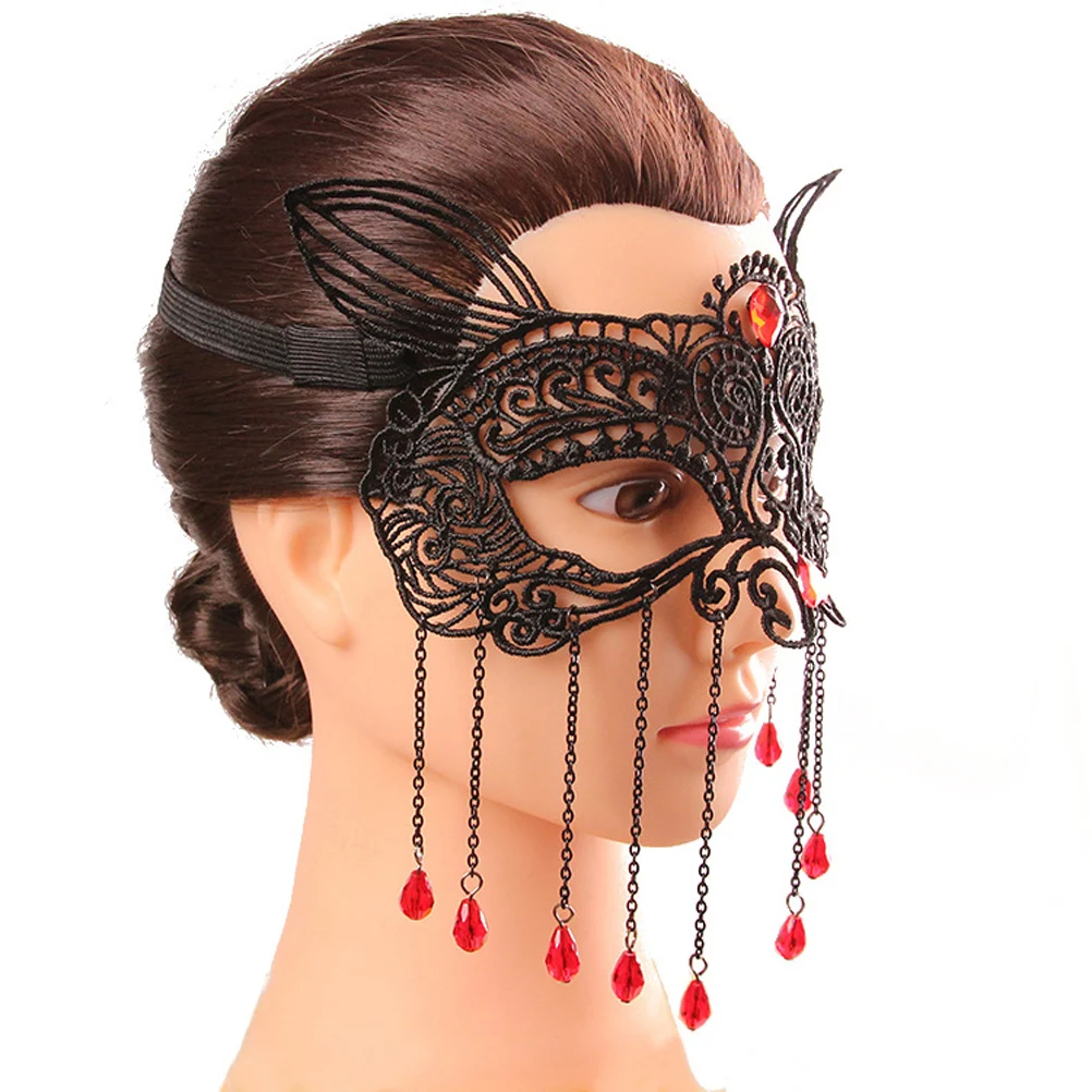 

Female Mask Women Ball Crystal Butterfly Masquerade Black Eye Vintage Lace Face Accessory Halloween Costume Party Durability