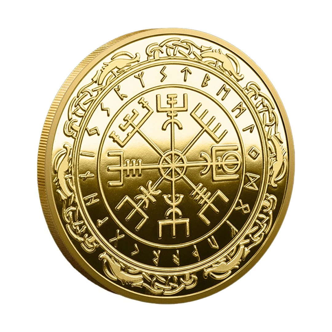 Viking Pirate Commemorative Coin Solomon Sun Array Souvenir Coin Magic Navigation Compass Commemorative Medal