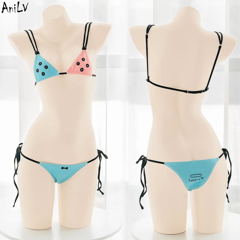 AniLV Anime gra strój kąpielowy bikini seria jednolite Cosplay impreza przy basenie plaża kobiety DVA konsola drukuj krowa stroje kąpielowe stroje