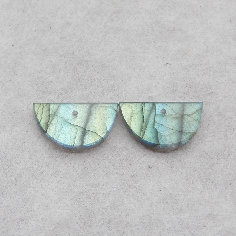 

Natural Labradorite Semicircle Earring Beads 19x11x3mm Pair for Women Fashion DIY Semiprecious Stone Jewelry Earring 2.5g