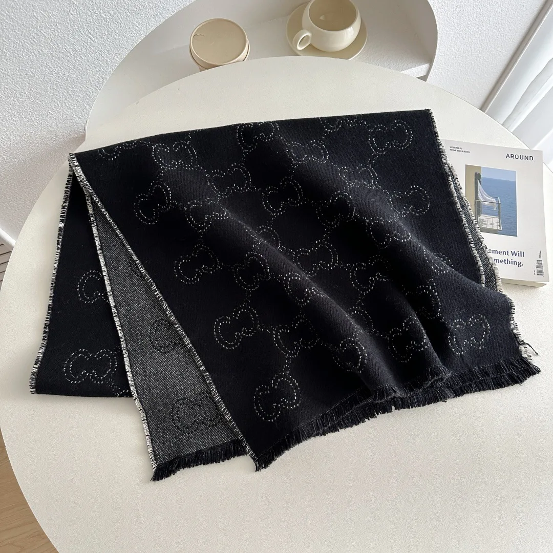 

​ Новый роскошный шерстяной шарф 2025, термодвусторонняя накидка, зимняя модная шаль для женщин, элегантная и уютная ​