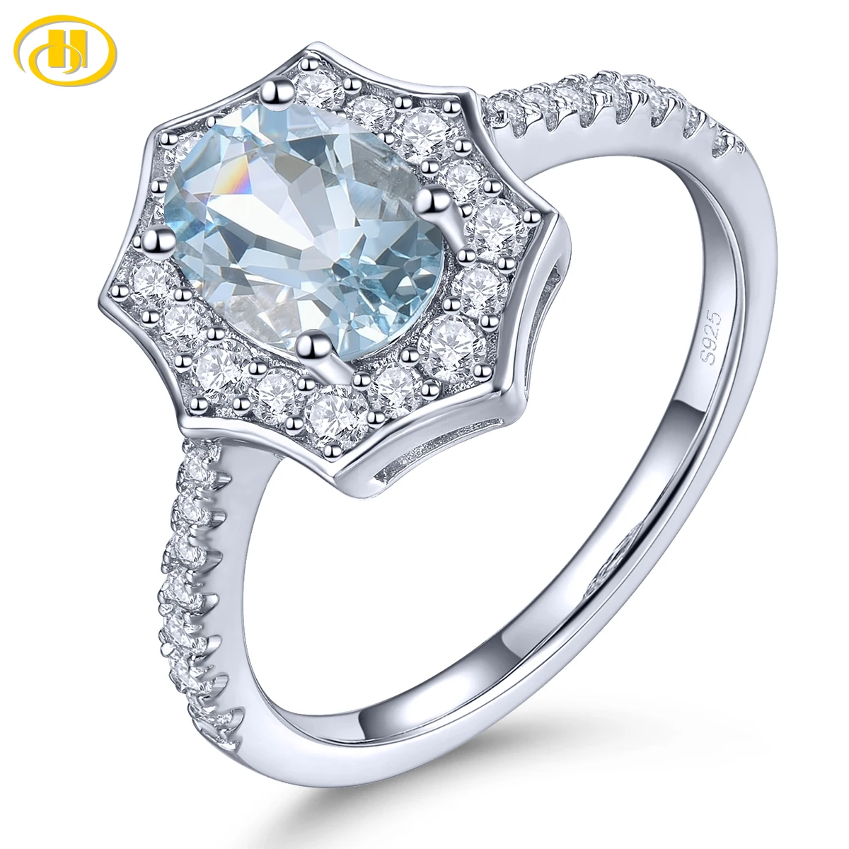 

Natural Aquamarine Sterling Silver Rings 1 Carat Light Blue Aquamarine Silver Fine Jewelrys Original Design Daily Occasions