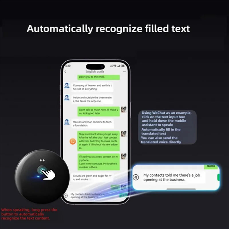 AA60-AI 102 Intelligent AI Mobile Assistant 50 Languages Bluetooth Voice Translator Audio Photo Recognition Translation