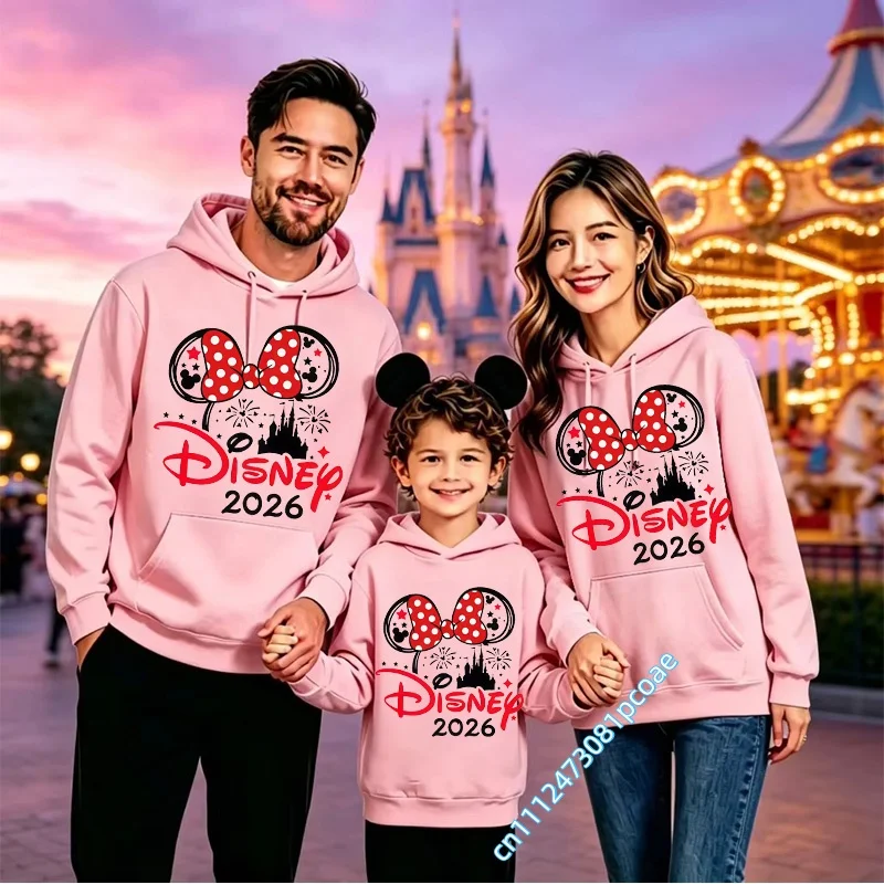 Disney Children's Hooded Sweatshirt - Parents and Kids' Set - Mickey and Minnie Castle Cartoon Print - Sport Shirt - Long Sleeve
