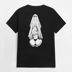 print Classic Casual  STREETWEAR Oral Sex with Ghost Dirty Love Casual Black Print T-shirt Harajuku Artsy COTTON  tops  TEES