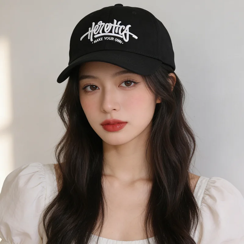 New embroidered letter hat women's casual versatile cap showing face small Korean version baseball cap couple sun hat men
