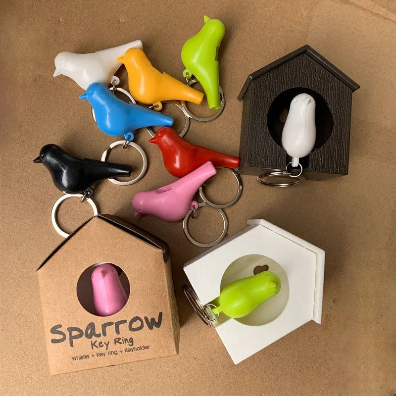 Lover Sparrow Birdhouse Keychain Bird Nest House Hook Key Chain Ring Organizer Wall Door Hanging Keyring Storage Holders Gifts