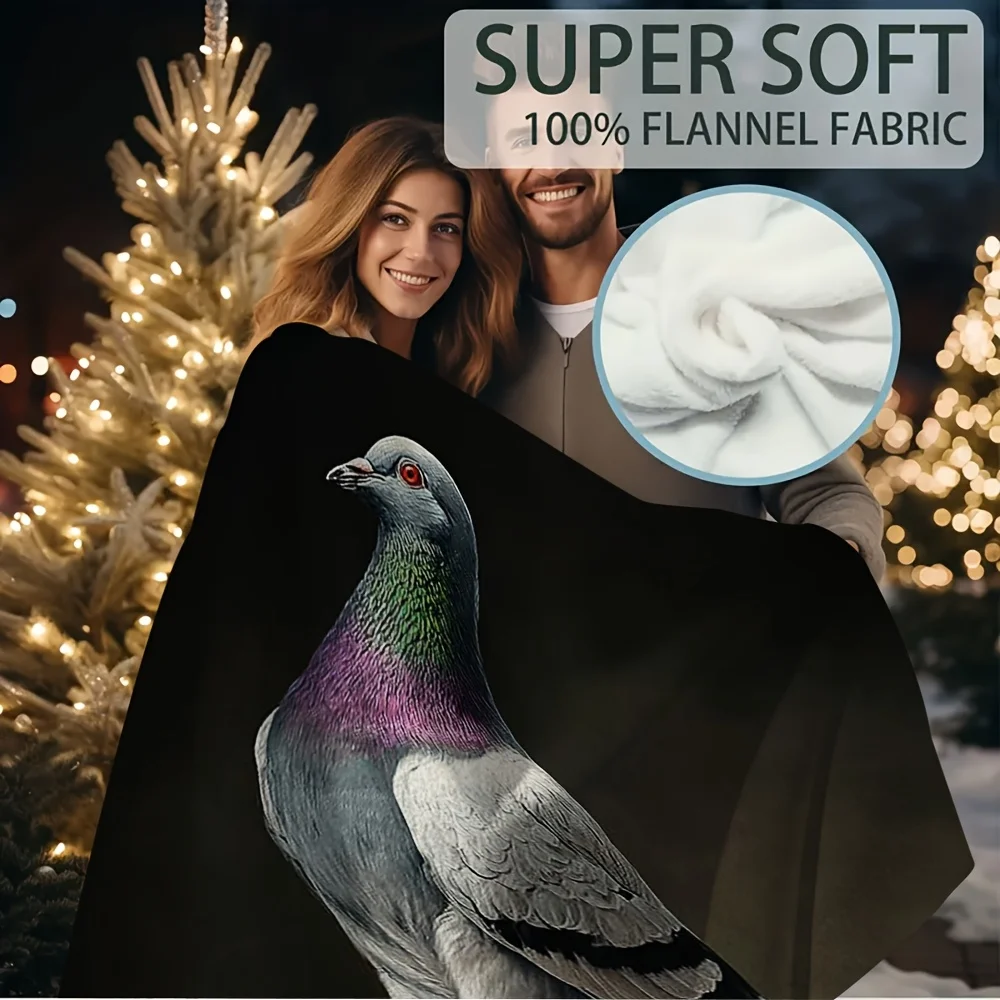 Decorative Pigeon Blanket Throw Nap Blanket Cozy Home Decor Gift Plush Fleece Sofa Throw for Bird Lovers Realistic Painting Art
