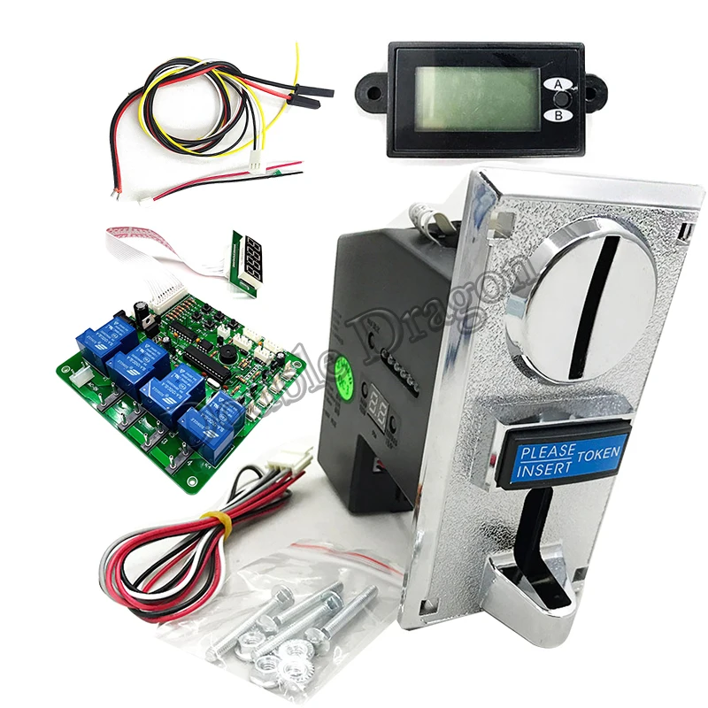 616 Multi Coin Acceptor Selector DIY Kit and USB JY21 Timer Board Bundle LCD Display Meter Coin-Operated Time Control Device