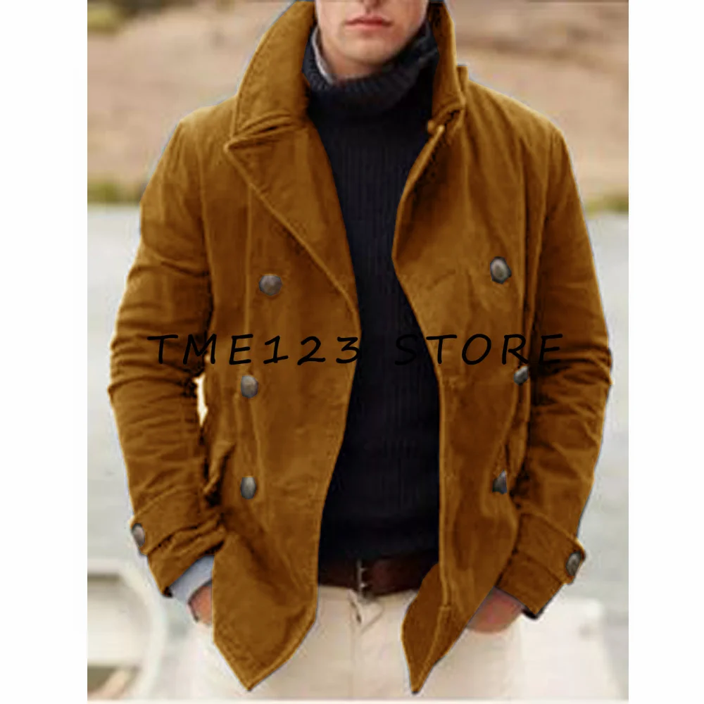 Blazer for Men Causel Jacket Business Office Coat Winter Warm Sude Suit Lapel Single Breasted Clothes