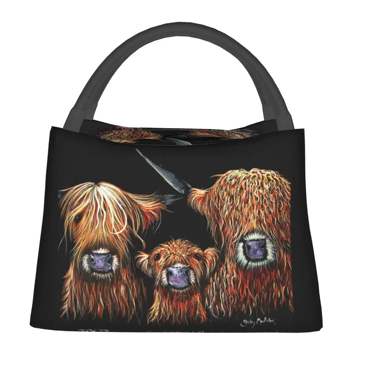 Scottish Highland Cows Lunch Bags Insulated Bento Box Lunch Tote Resuable Picnic Bags Cooler Thermal Bag for Woman Girl Office