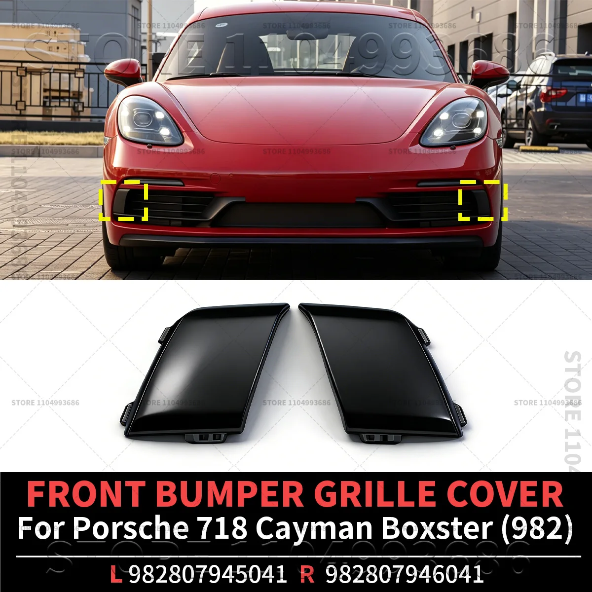 

Для Porsche 2017-2025 718 Boxster Cayman Spyder (982) — решетка переднего бампера, левая и правая, OEM 982807945041, 982807946041