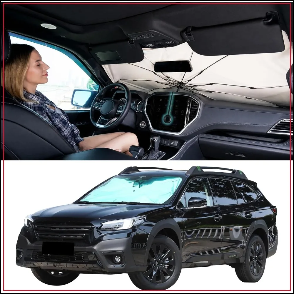 

Windshield Sunshade Umbrella, 99% UV Protection, Heat Insulation & Cooling Effect, Fiberglass Ribs, Storage Bag, for Cars SUVs Trucks Vans, 63"*32.3"