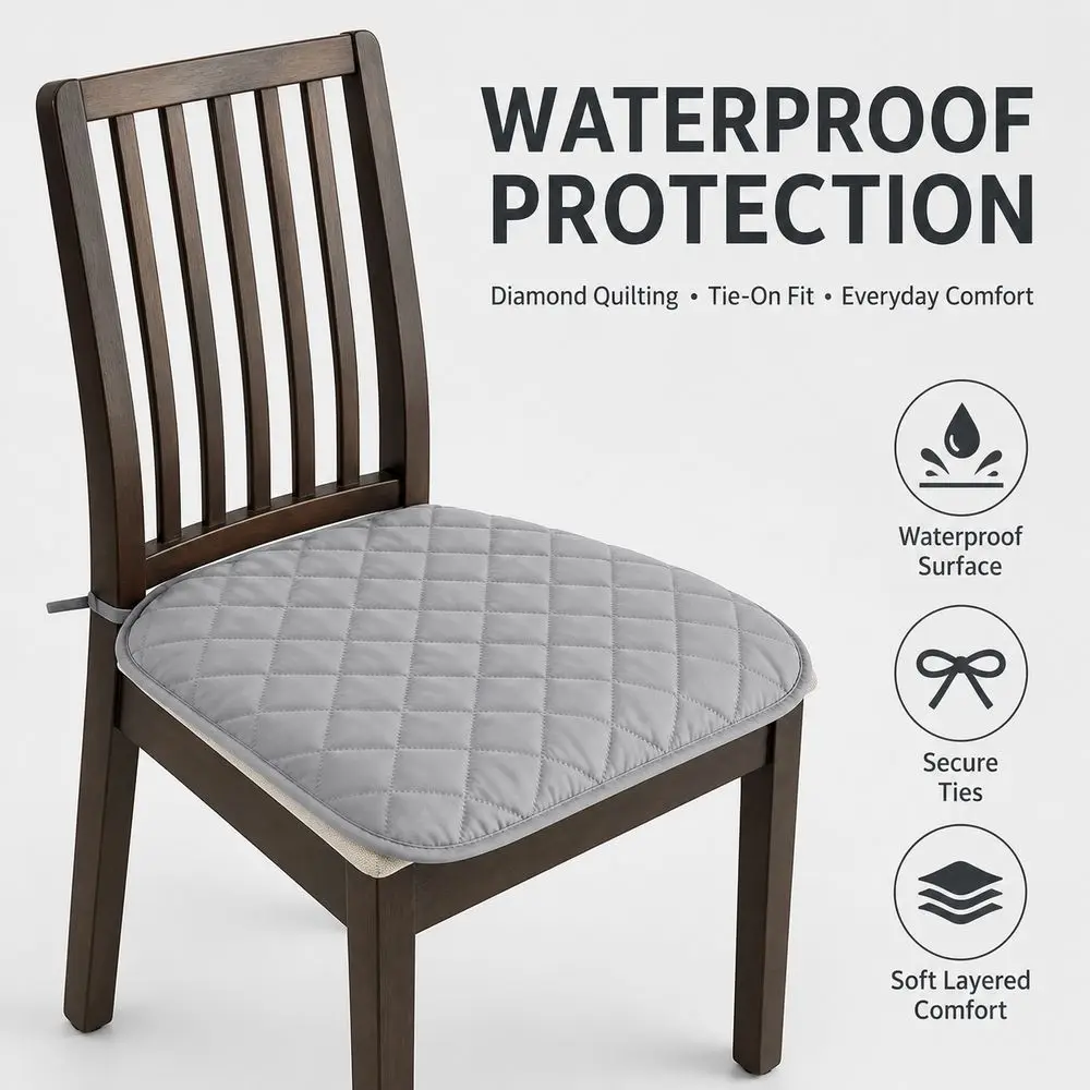 45x45cm Chair Seat Cushion Thickened Tie-On Tie-On Chair Pad Soft Breathable Diamond Quilted Quilted Seat Pad