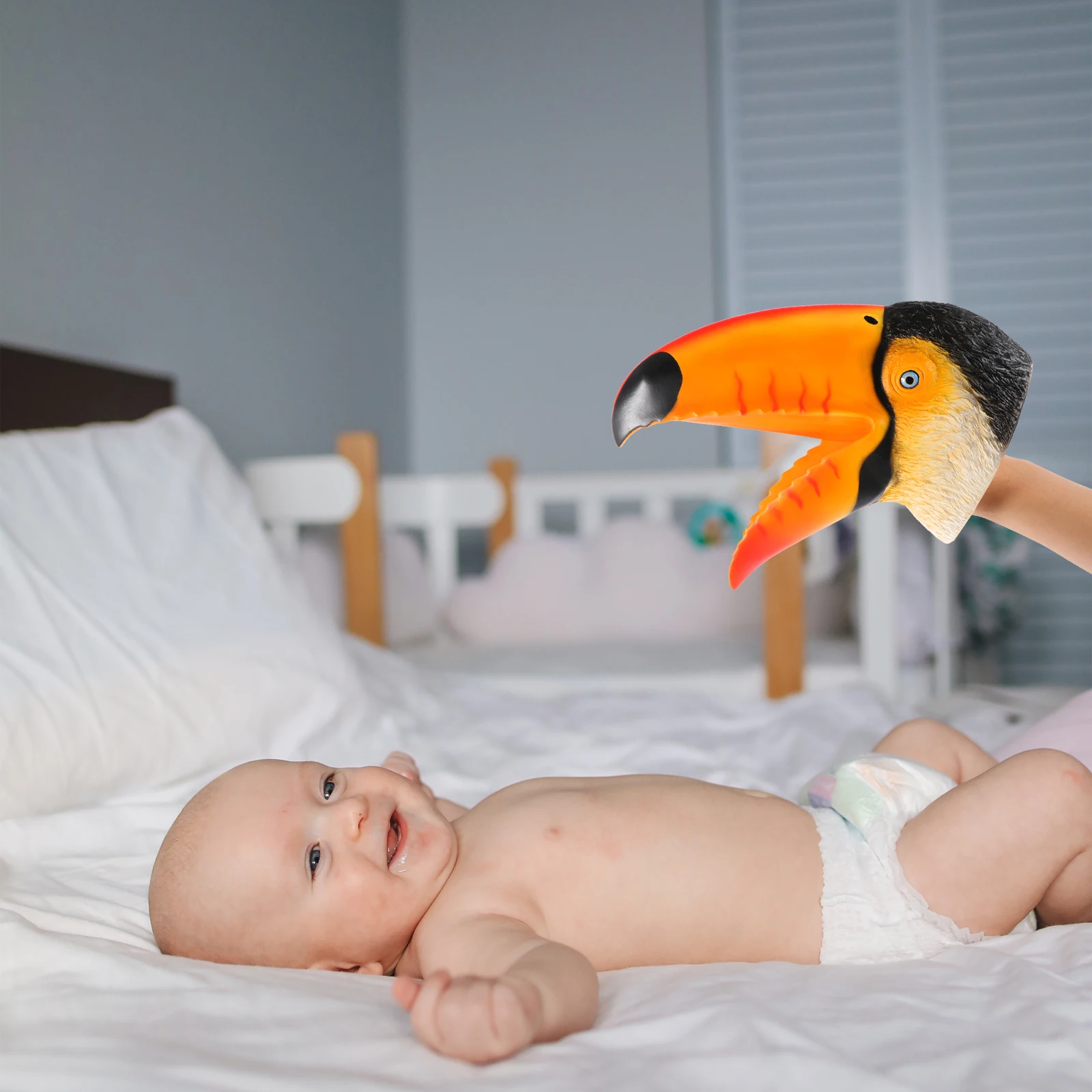 

Toucan H Puppet Soft Rubber Toy for Kids Early Education Story Telling Puppets ange Color Role Play Group Work
