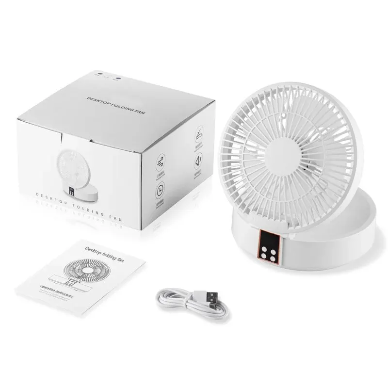JS101 New Silent Digital Display Folding Fan Usb Charging Perforation-free Wall Mount Multi-function Mini Fan Large Capacity
