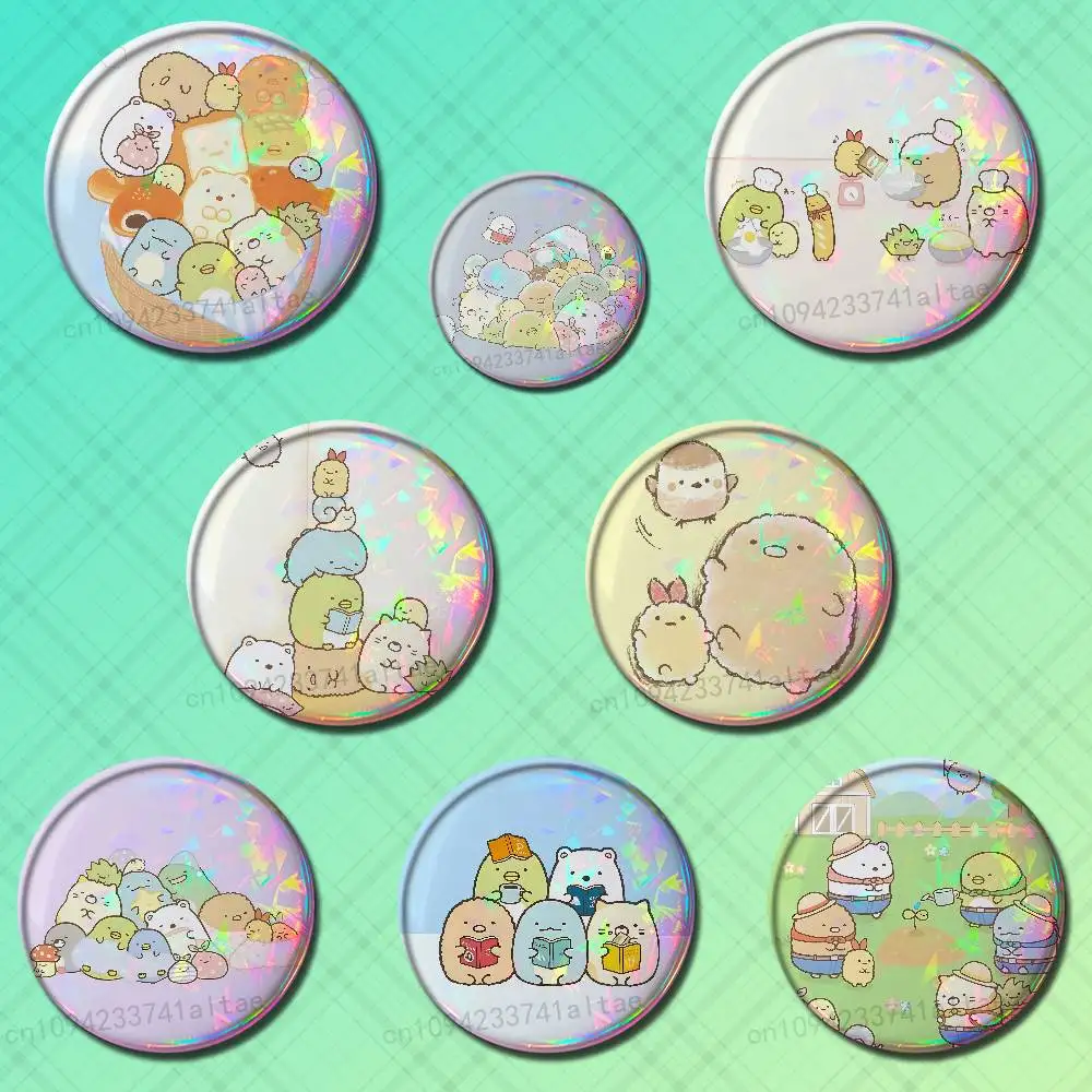 

Cute Art S-Sumikko G-Gurashi Badges 25mm 32mm 44mm 58mm 75mm Cartoon Brooch Pins Backpack Hat Accessories Lover Gifts