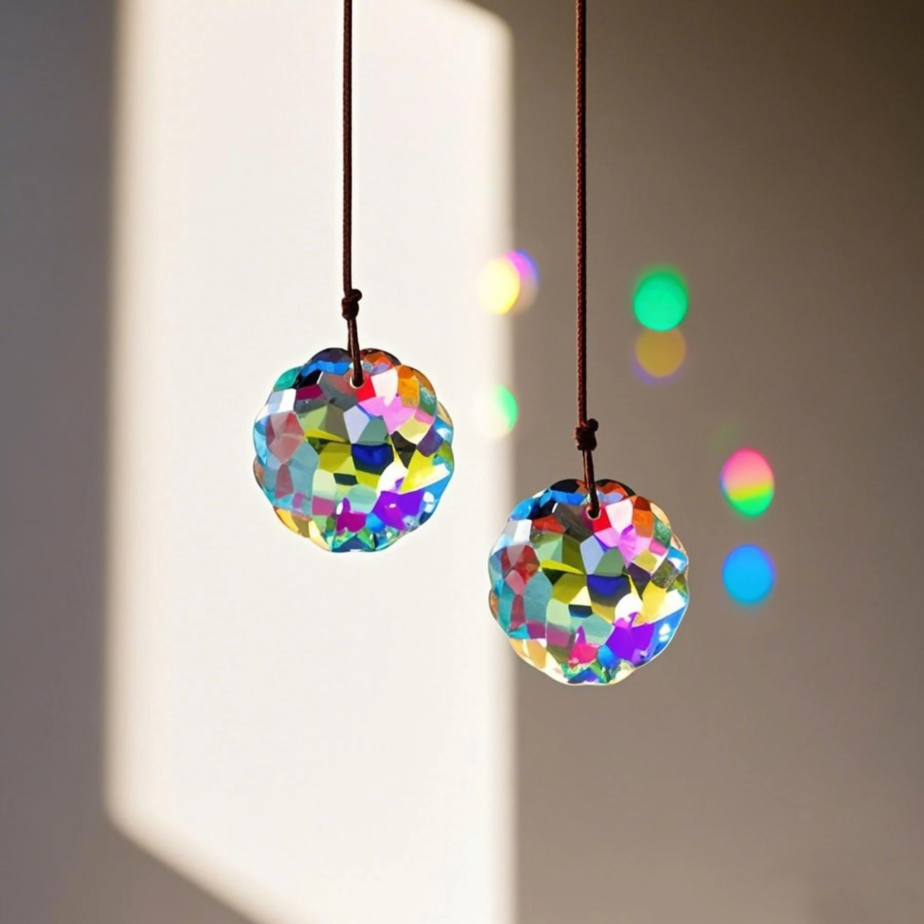 45MM Rainbow AB Crystal Glass Flower Prism Pendants Hanging Suncatcher Accessories Maker Ornament Crystal Chandelier Parts