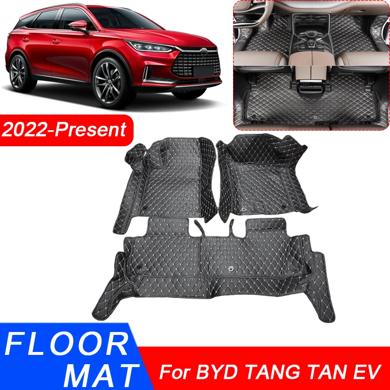 

3D Full Surround Car Floor Mat Protective Liner Foot Pads Carpet Leather Waterproof For BYD TANG TAN EV 6Seats 7 Seats 2022-2025