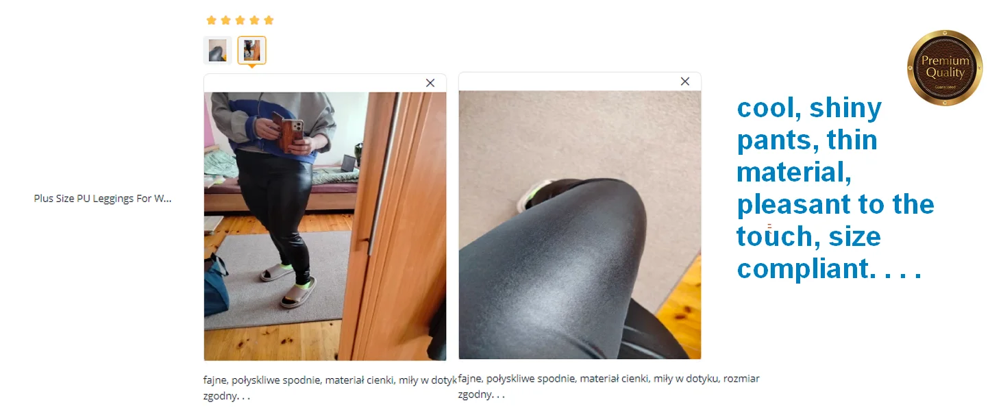 Plus Size Kunstleder-Leggings aus glänzendem Stoff, schwarze Mädchen-Spandex-Leggings aus Kunstleder, dehnbar, hohe Taille, Jegging, Vestir Elegante – Detail 1