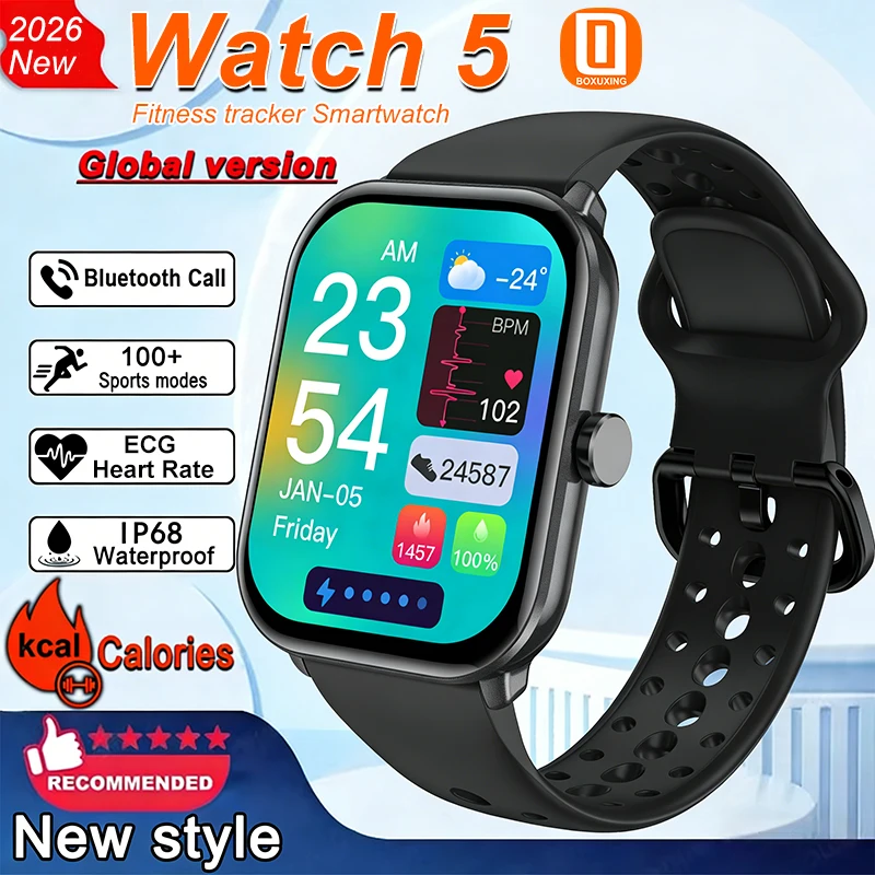 New Watch 5 Sports Smart Watch Men AMOLED Screen Heart Rate Bluetooth Call GPS Track Waterproof Smartwatch Women For Android iOS