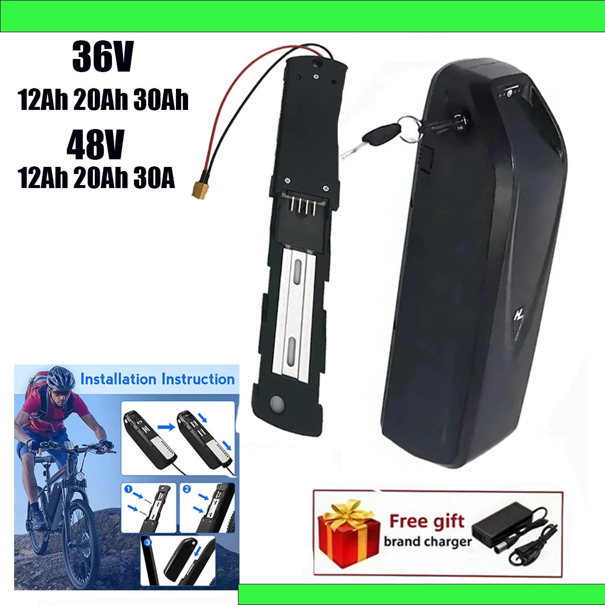 

Original48V 36V Hailong Battery +charger 1200 cycles For 750W 550W 450W 350W Motor Built in 30A BMS High quality battery cells