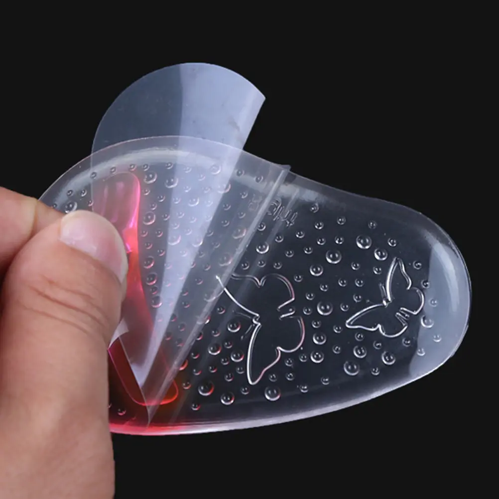 Transparent Pink Gel Forefoot Pads for Flip-Flops Adhesive Nonslip Insole Pressure Distribution Relief Pain Fatigue High Heels