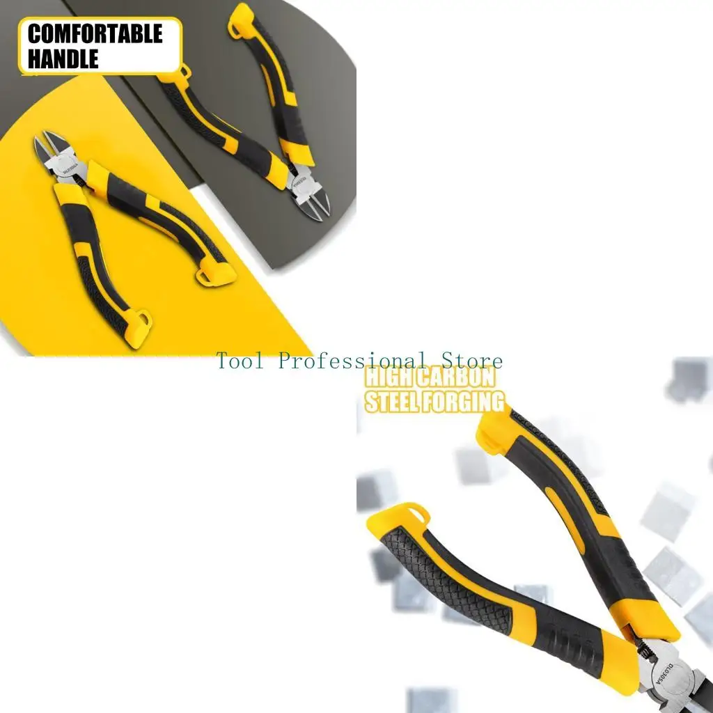 57QF Steel Ergonomic Rubber Grip Diagonal Cutting Pliers Nonslip Wire Cutter For Home And Auto Repair 135mm