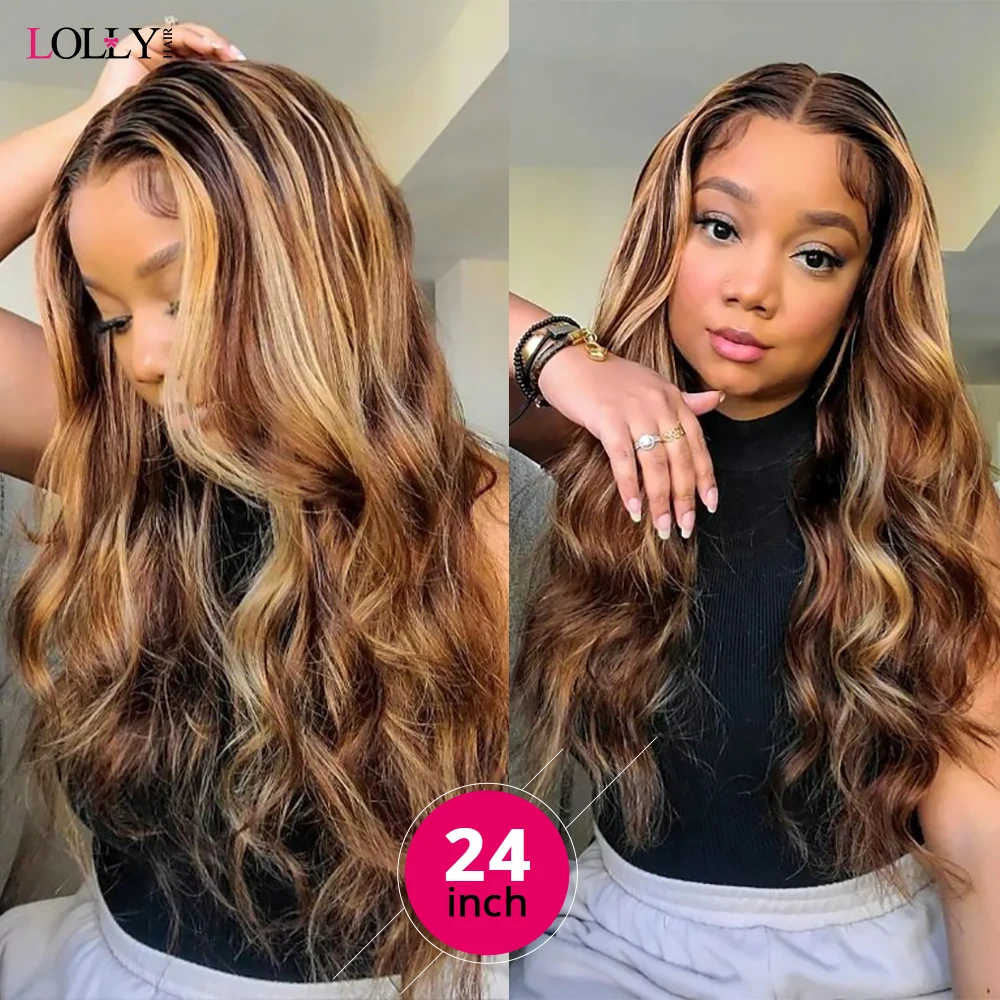 4x4 Closure With Bundles Highlight Body Wave Bundles With Closure Honey Blonde Colored Human Hair Bundles With Closure Free Part