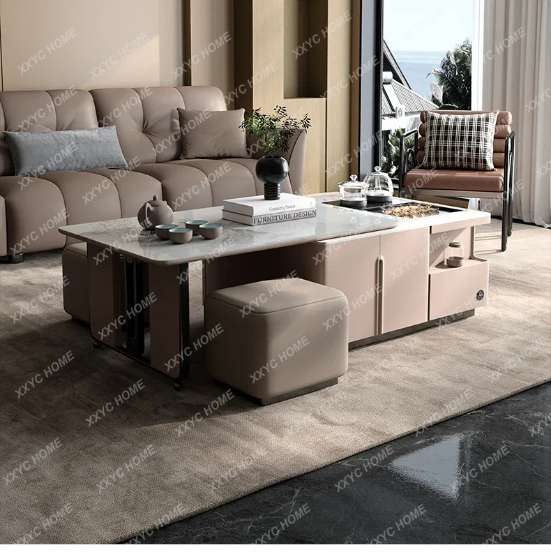 cc182R Tea Table Integrated Automatic Water Feeding Lifting Multifunctional Retractable Stone Plate Office Living Room Tea Tab