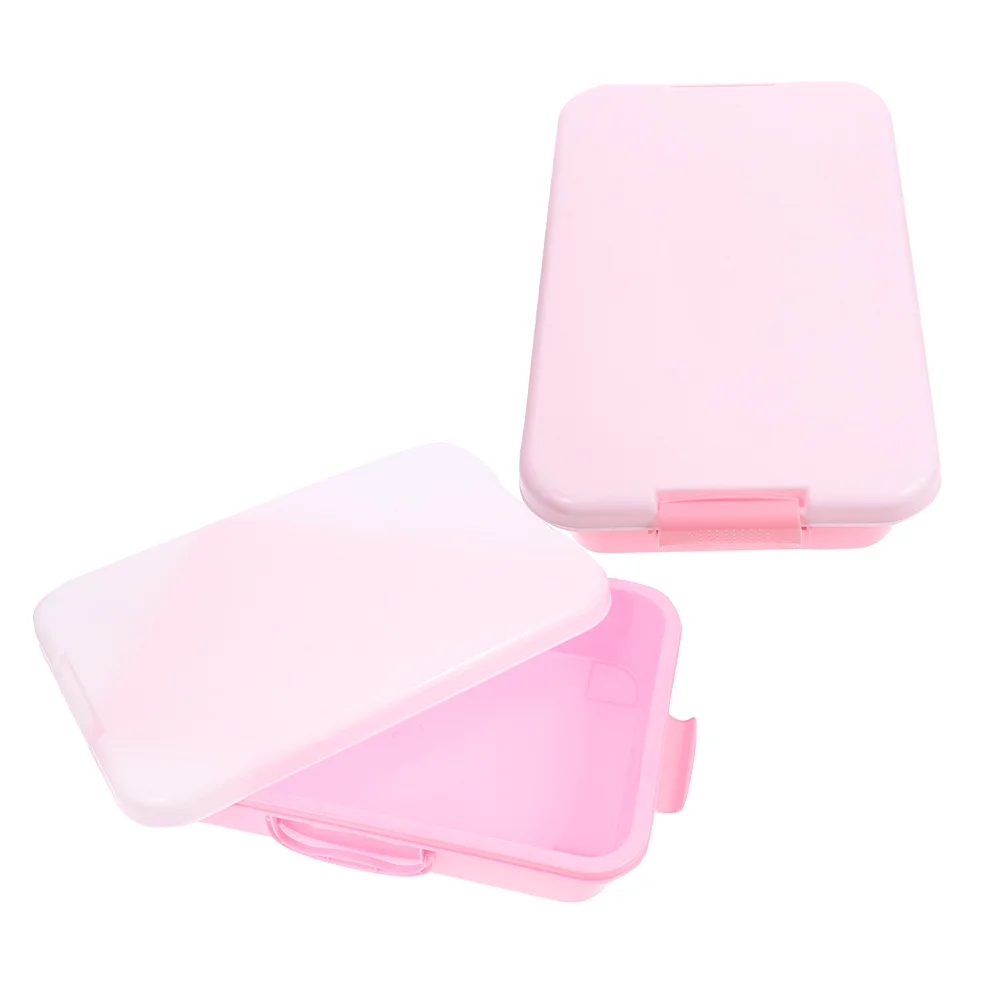 2 Pcs Beach Toys Kids Sand Table Storage Box Handheld Sandbox Tray Large Plaything Pink Child