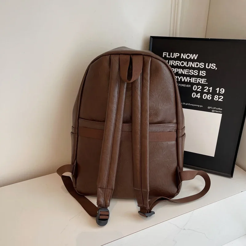 Solid Color High Quality PU Fashion Backpack Double Zipper Sewing Thread Simple All-match 2024 Hot Sale Bags for Women Mochila