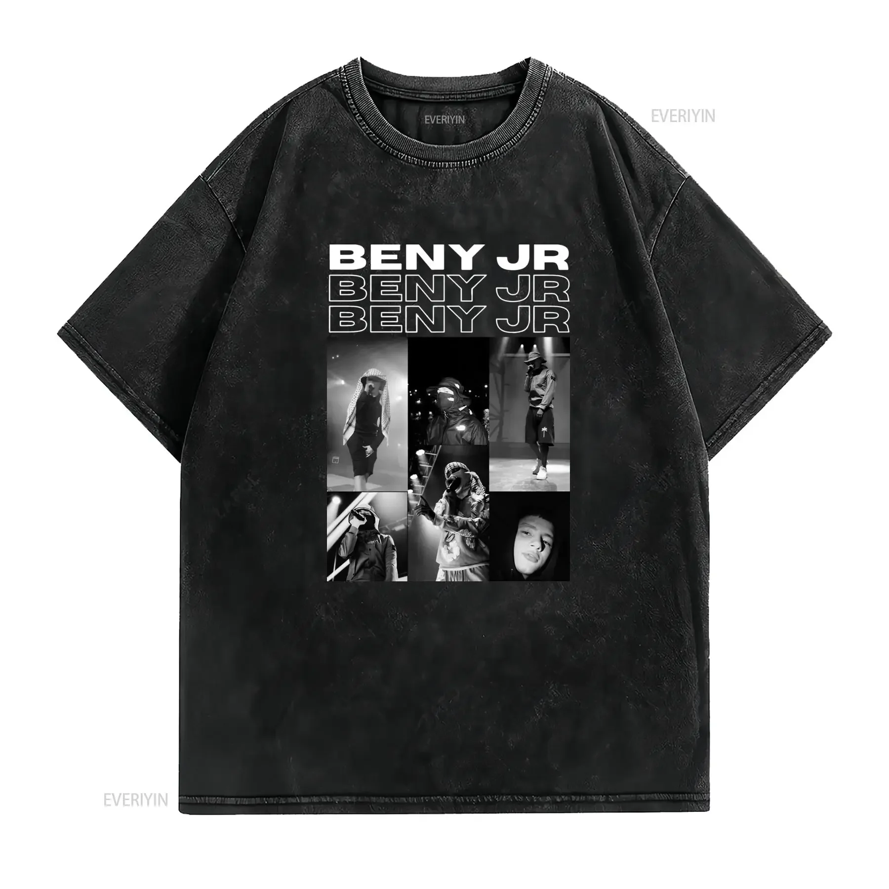 Men's Beny Jr Music Album T Shirt 100 Cotton Song Lyrics Logo Print Black with White Lettering Round Neck Casual for Concerts