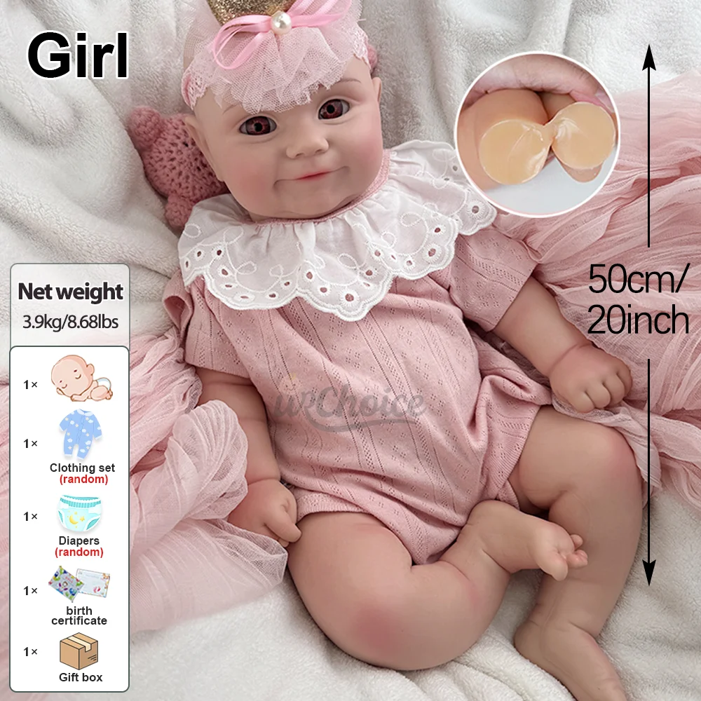 20-calowa silikonowa lalka noworodek Maddie z naturalnym, relaksowanym uśmiechem Realistyczny dziecko Reborn dla kolekcjonerów lalek