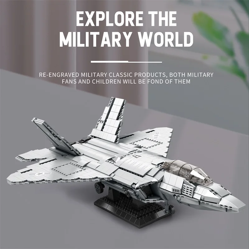1729PCS F-22 Stealth Fighter Building Blocks Air Force Combat Aircraft Model Bricks Desktop Decoração DIY Brinquedos Para Crianças Presentes
