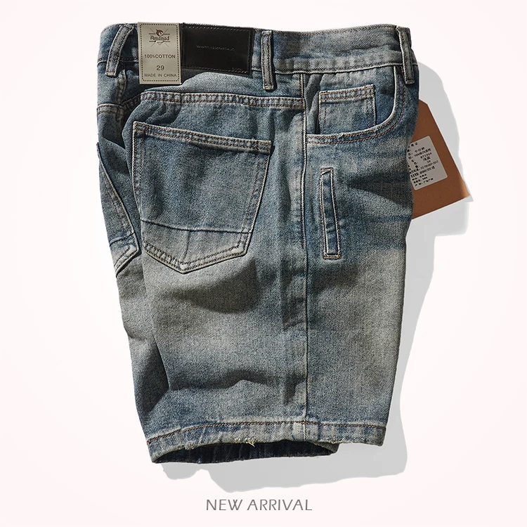 2022 Summer New American Retro Multi-pocketed Denim Shorts Men\'s Fashion 100% Cotton Washed Old Straight Casual Five-point Pants