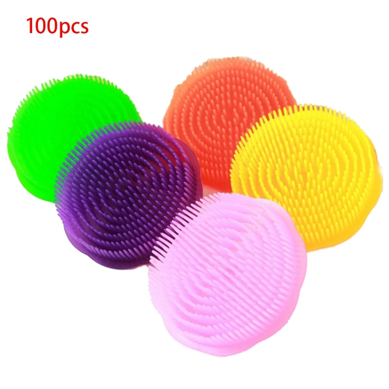 100PCS Massage Comb Bathing Tool Head Skin Shampoo Brush Round Scalp Massager Unfading Plastic