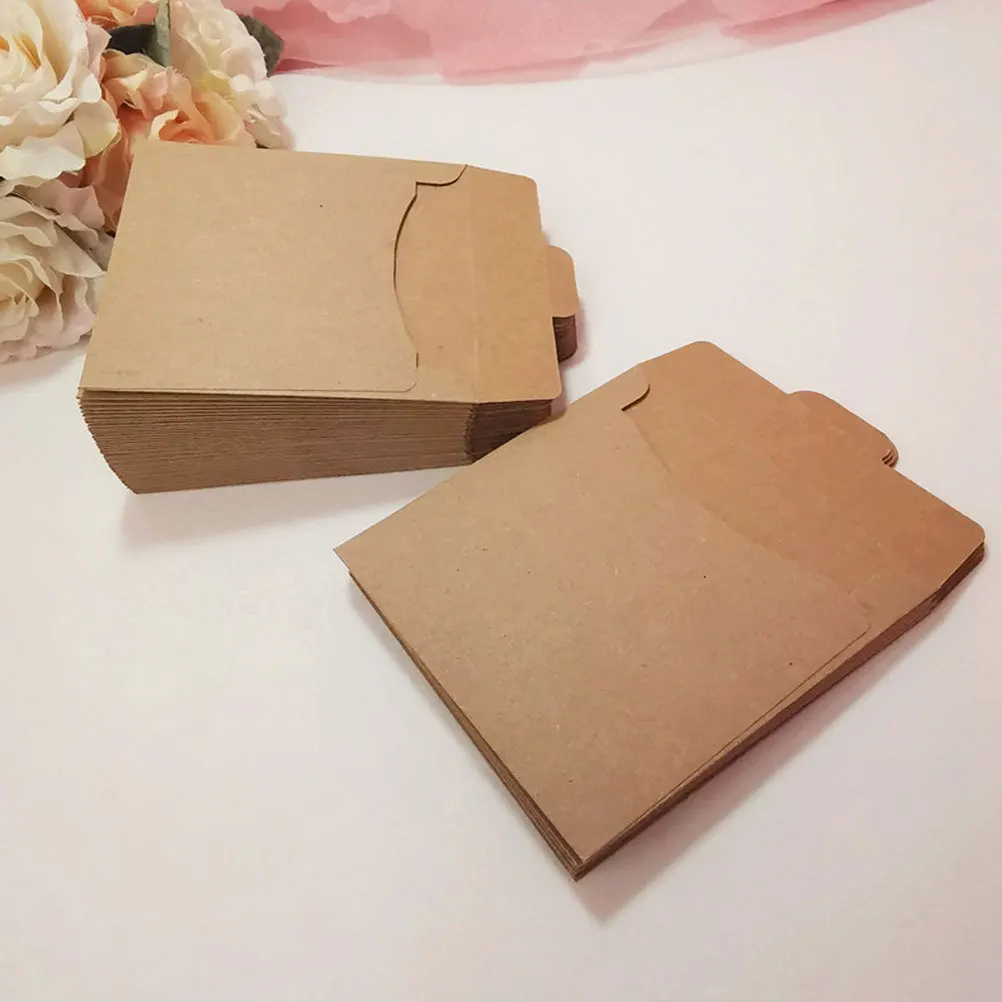 100Pcs Cd Envelopes Kraft Paper Greeting Card Packaging Bags Self Seal Small Envelopes for Invitations Business Cards Wedding
