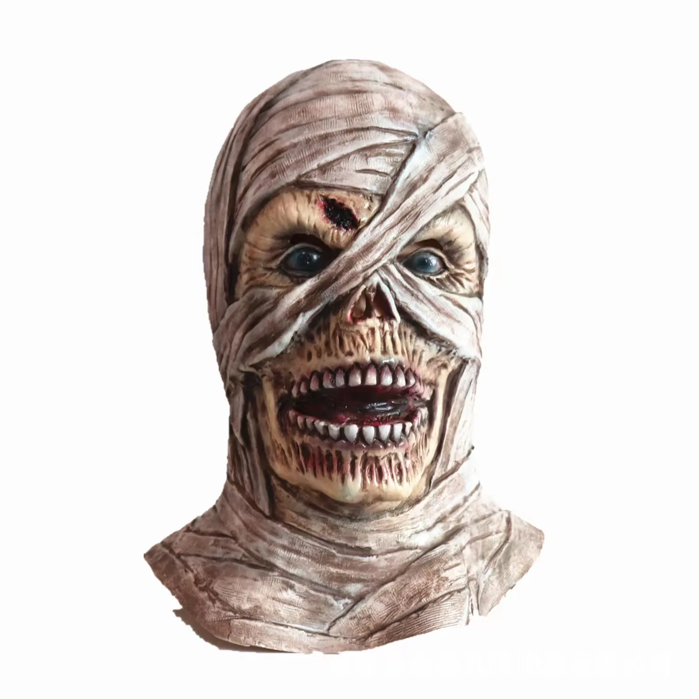 Horror-Mumien-Latexmaske mit Realistischer Umhüllung, Gruseliges Cosplay-Accessoire für Halloween-Partys und Maskenbälle