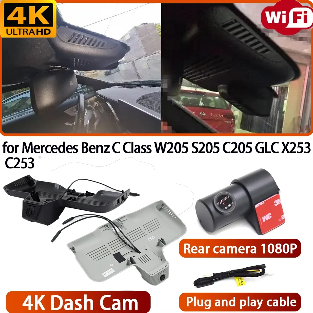 Grabadora de video 4K con lente Sony, DVR, cámara para salpicadero con Wifi, cámara OEM 170° para Mercedes Benz Clase C W205 S205 C205 GLC X253 C253 °   Gran Angular