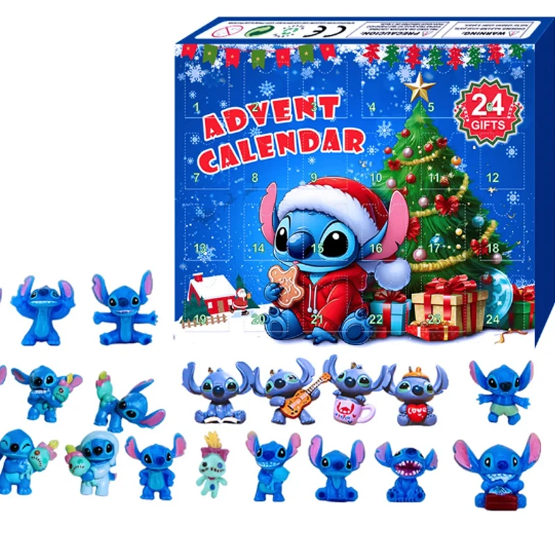 Stitch Toy Advent Calendar Pvc Anime Figure 2024 New Blind Box Calenda Blind Box 24 Day Countdown Surprise Box Gift