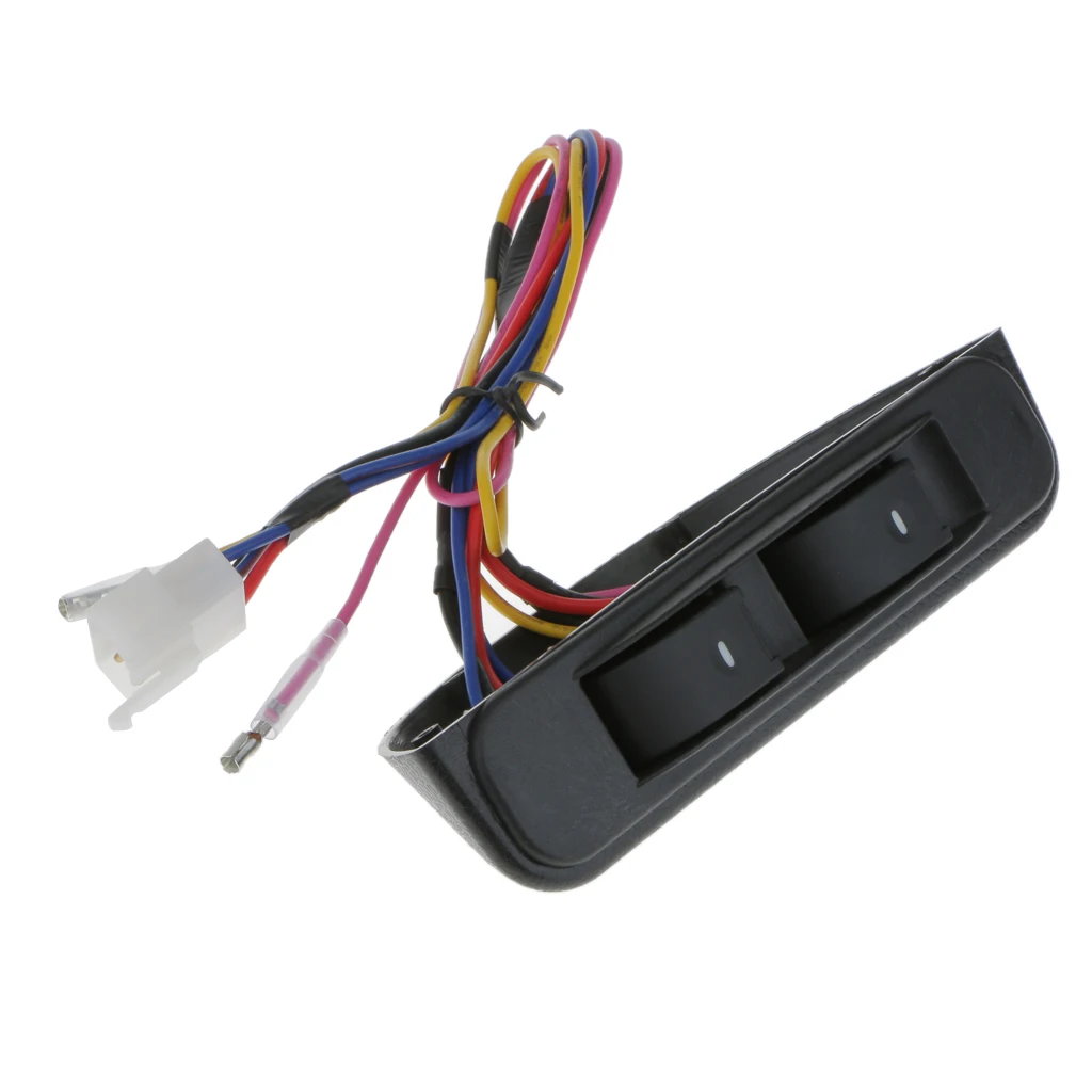 Illuminated Power Switch for Windows Universal Black Plastic Car Door Mount with Wire Harness Yellow Green Light