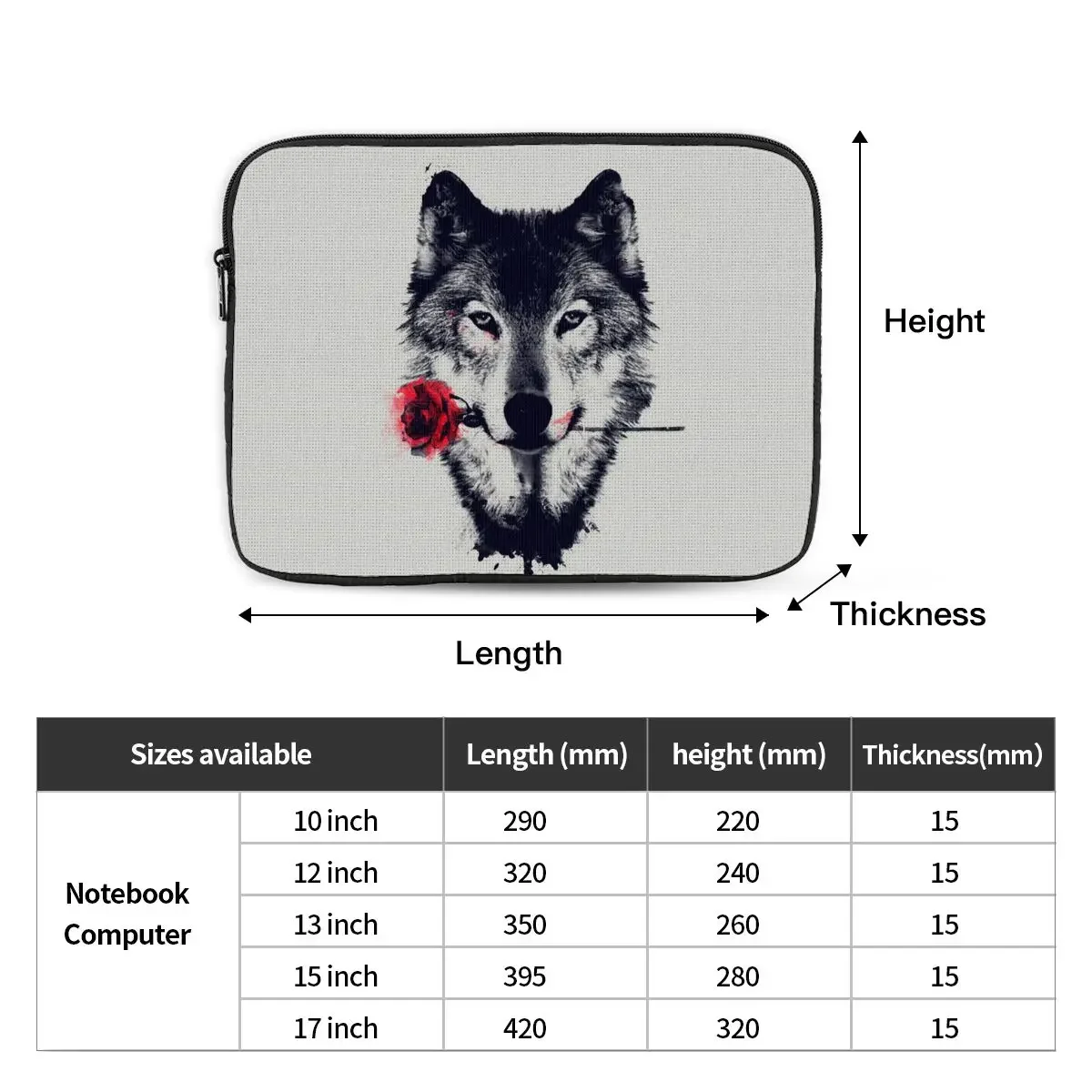 Wolf Computer Ipad Laptop Cover Case17 15 13 12 10 Inch Laptop Sleeve Bag Portable Cover Fundas Pouch