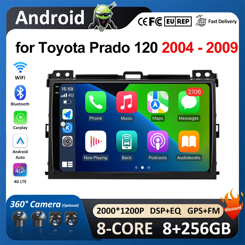 

Для Toyota Prado 120 2004 2005 2006 2007 2008 2009 GPS Navi WiFi Blutooth DSP стерео автомобильный видео мультимедийный видеоплеер No 2 din