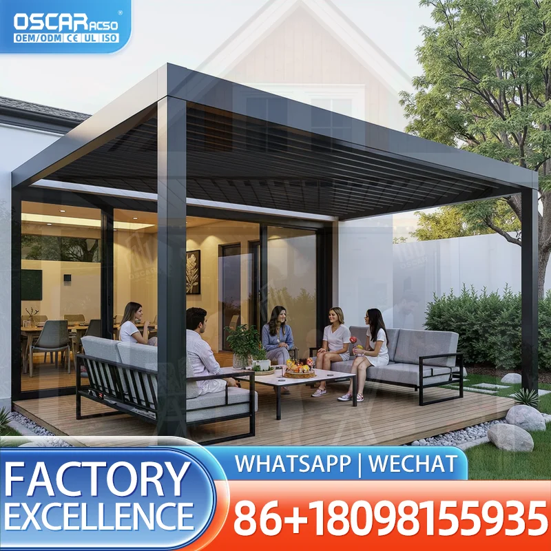 Outdoor Aluminium Hardtop Louvered Gazebo Pergola for Patio Garden pergola