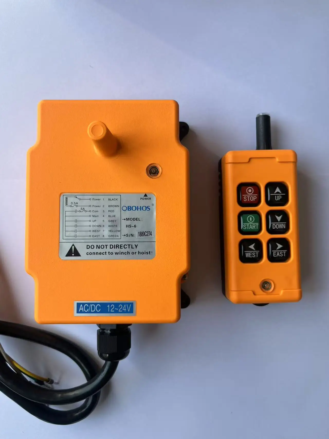 OBOHOS HS-6 Radio Crane Remote Control 6 Button Crane Radio Controller Industrial Wireless Remote Control