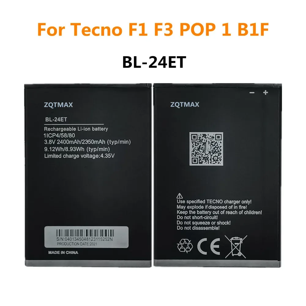 

New BL-24ET Battery For Tecno F1 F3 POP 1 B1F BL 24ET 2400mAh Mobile Phone Battery Batteries Bateria In Stock