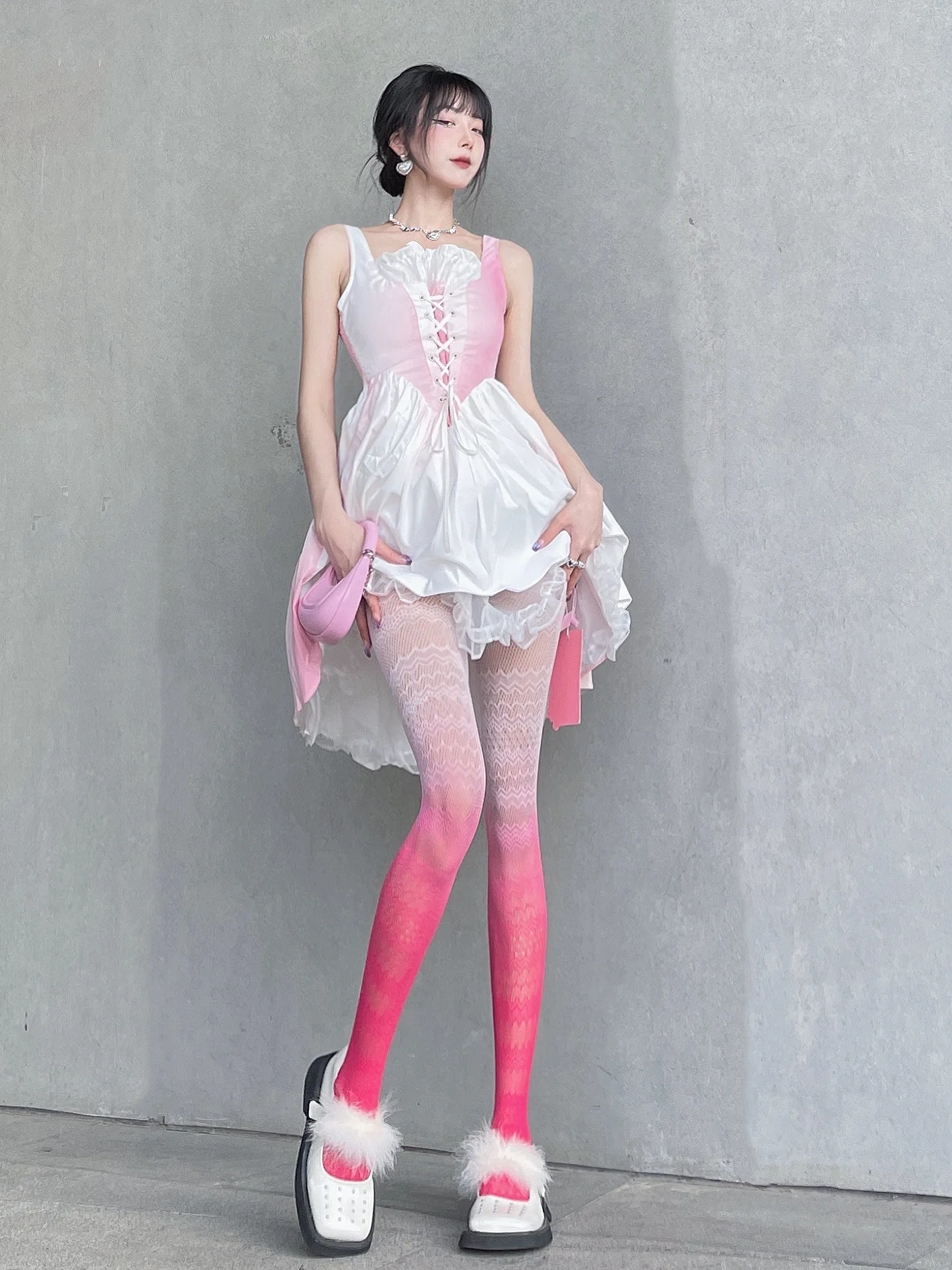 Frauen Anime Farbverlauf Strumpfhosen Mode Muster Fishnet Strümpfe Sexy Harajuku Strumpfwaren Nylon Weibliche Bunte Kawaii Strumpfhosen – Detail 6