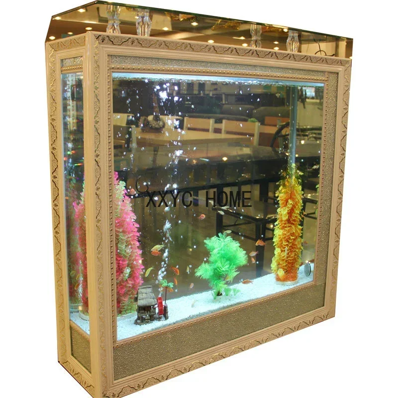 European Fish Tank Aquarium Living Room Landscape Glass Ecological Change Water Rectangular Fish Globe