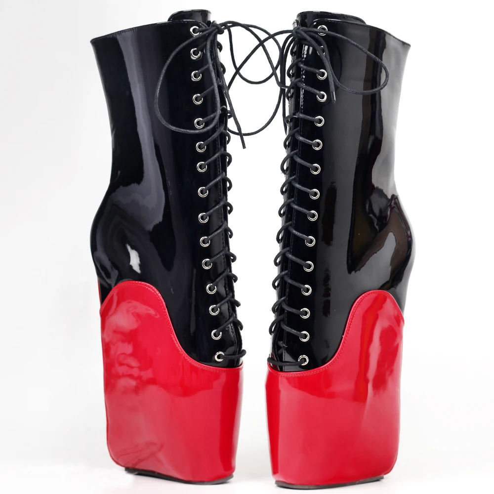 Botas de ballet con cuña sin tacón y suela de pezuña de tacón alto de 18CM, zapatos de baile unisex para travestis, Botas cortas fetiche negras, colores personalizados